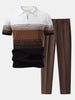 Striped Gradient Knitted Polo Shirt & Slim Fit Tapered Trousers