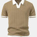 Texture Contrast Knitted V Neck Polo Shirt & Cotton Chino Shorts