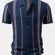 Stripe Crochet Button Up Shirt & Straight Leg Linen Pants
