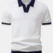 Texture Contrast Knitted V Neck Polo Shirt & Cotton Chino Shorts