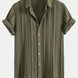 Geometric Striped Jacquard Button Up Shirt & Crinkle Textured Straight Leg Pants