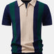 Textured Color Block Knit Polo & Slim Fit Tapered Trousers
