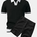 Texture Contrast Knitted V Neck Polo Shirt & Cotton Chino Shorts