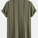 Geometric Striped Jacquard Button Up Shirt & Crinkle Textured Straight Leg Pants