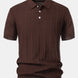 Stripe Jacquard Knit Polo Shirt & Straight Leg Ribbed Pants