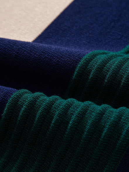 Textured Color Block Knit Polo & Slim Fit Tapered Trousers