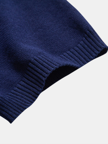 Textured Color Block Knit Polo & Slim Fit Tapered Trousers