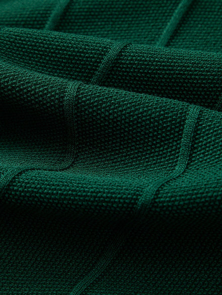 Stripe Jacquard Knit Polo Shirt & Straight Leg Ribbed Pants