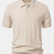 Stripe Jacquard Knit Polo Shirt & Straight Leg Ribbed Pants
