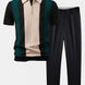 Textured Color Block Knit Polo & Slim Fit Tapered Trousers