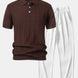 Stripe Jacquard Knit Polo Shirt & Straight Leg Ribbed Pants