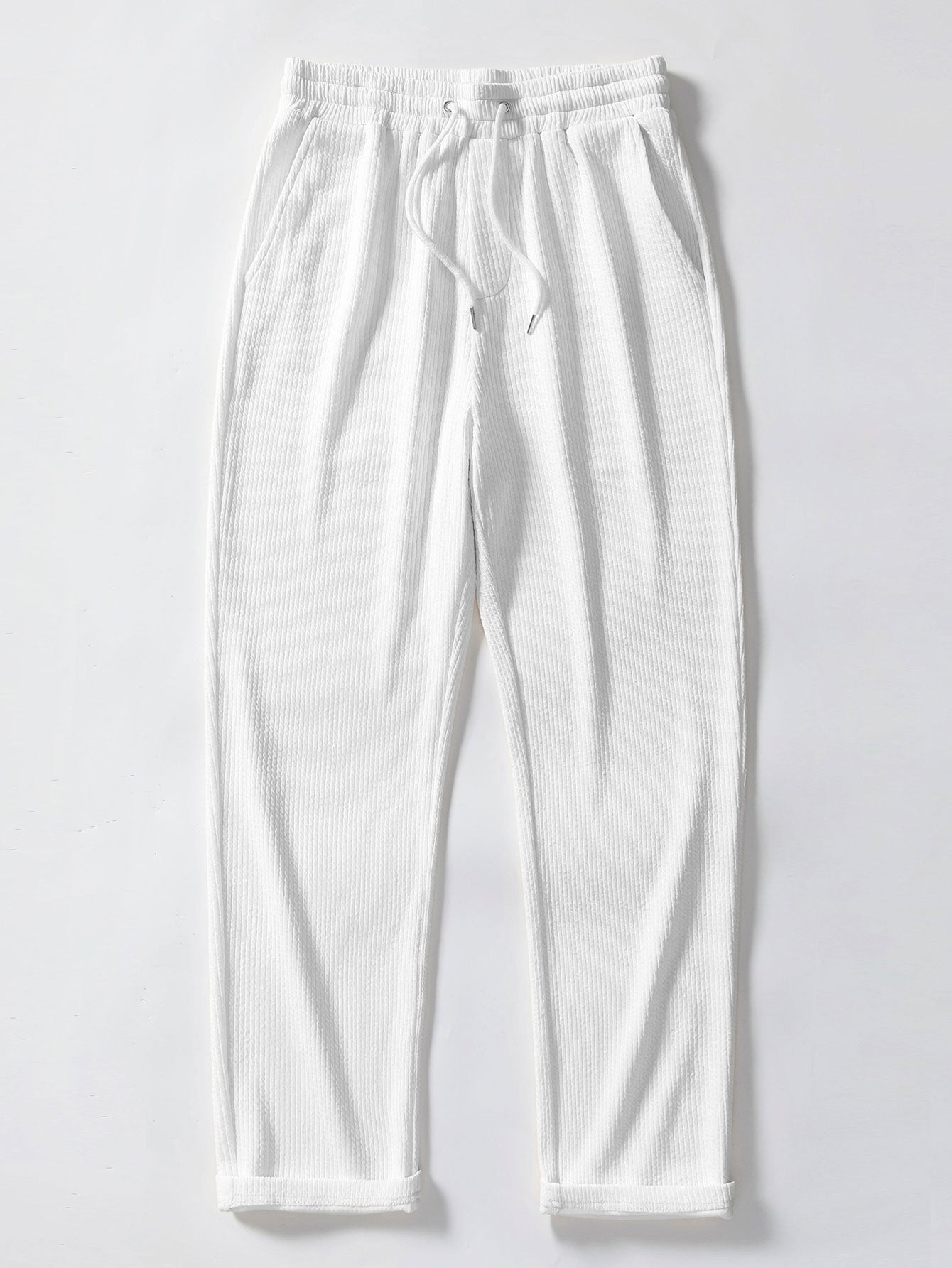 Stripe Jacquard Knit Polo Shirt & Straight Leg Ribbed Pants