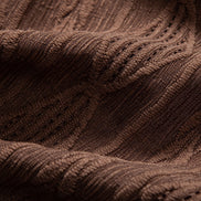 Geometric Jacquard Eyelet Cuban Shirt & Crinkle Textured Straight Leg Pants