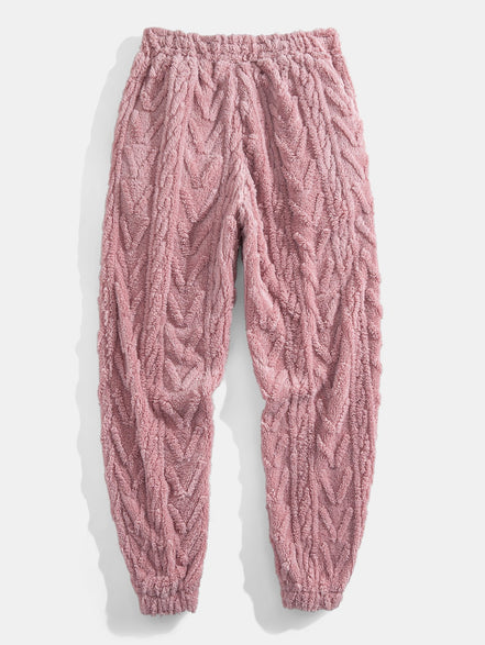 Geometric Jacquard Teddy Hoodie & Jogging Pants